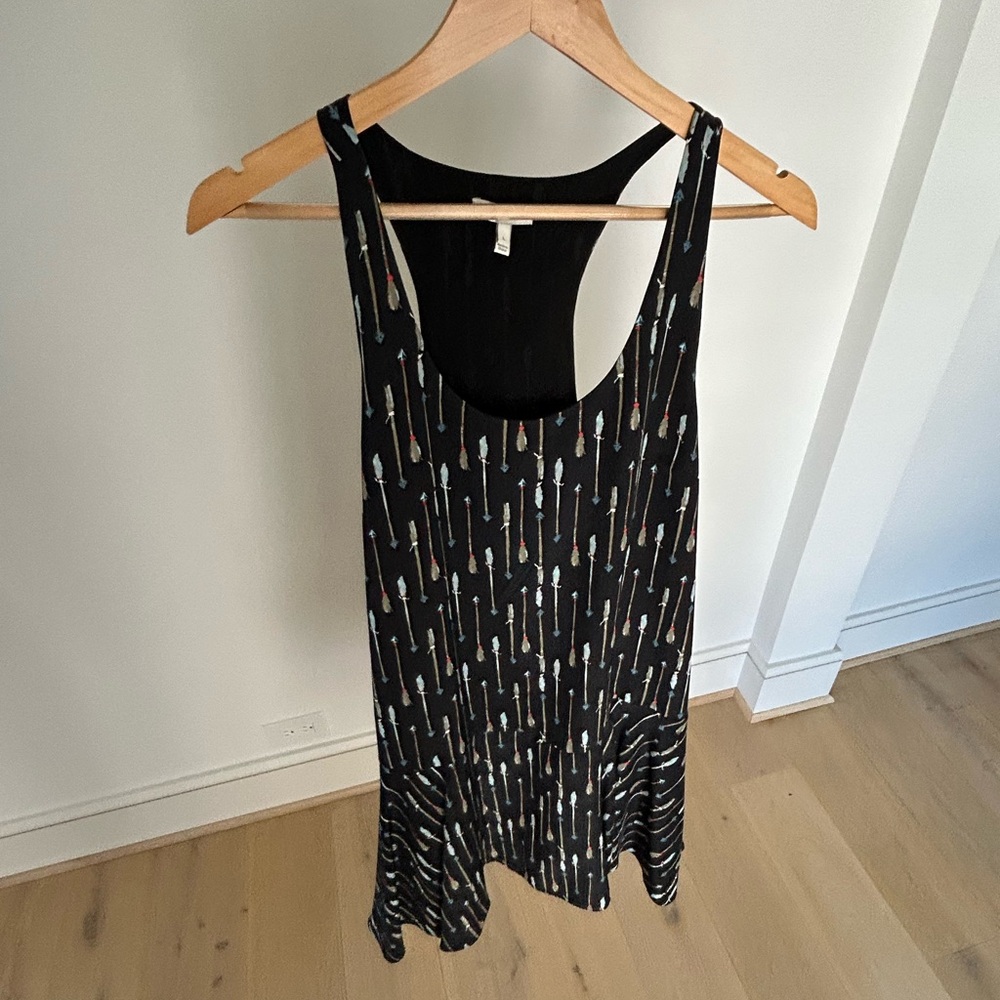Joie Black Arrow-Print Women's Tank Dress - Casual Scoop Neck